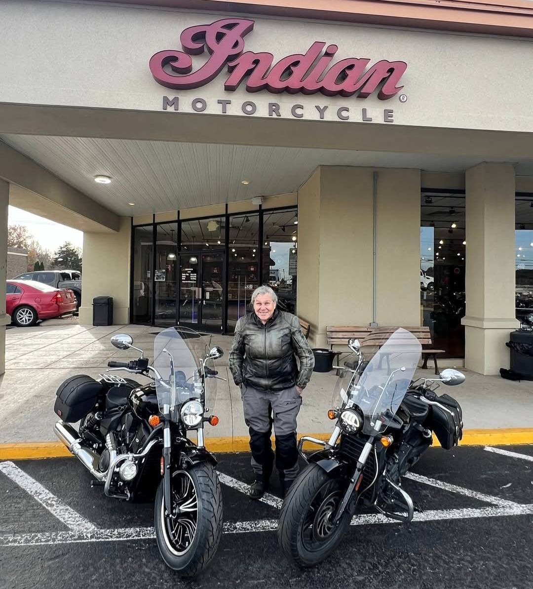 Old and new motorcycles.